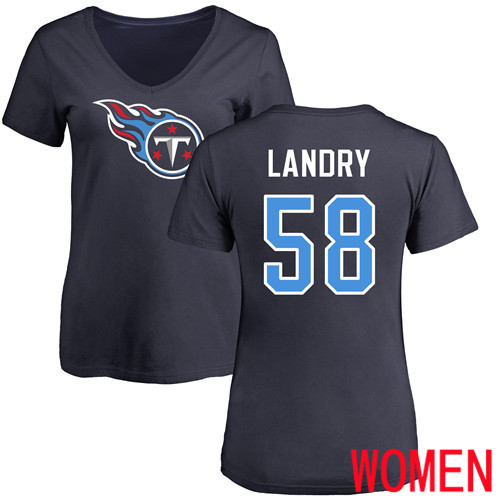 Tennessee Titans Navy Blue Women Harold Landry Name and Number Logo NFL Football 58 T Shirt